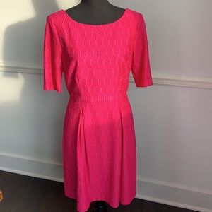 NEW Trina Turk Dress Pink Dress Knee Length Short Sleeve Fuchsia 10 Medium Large